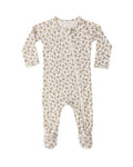 Quincy Mae Bamboo Zip Footie Wildflower in IVORY