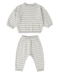 Quincy Mae Waffle Sweater Set Sky Stripe in SKY