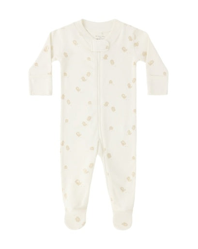 Quincy Mae Zip Long Sleeve Sleeper Footie Chicks in IVORY