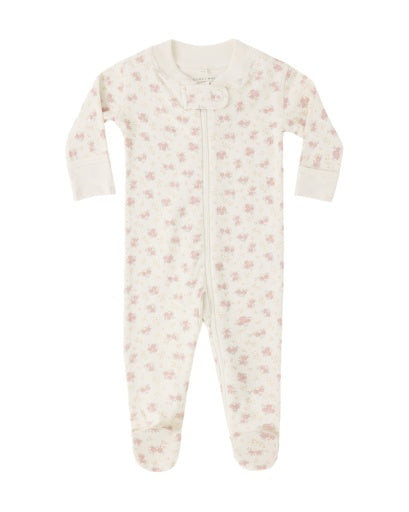Quincy Mae Zip Long Sleeve Sleeper Footie Flower Field in IVORY