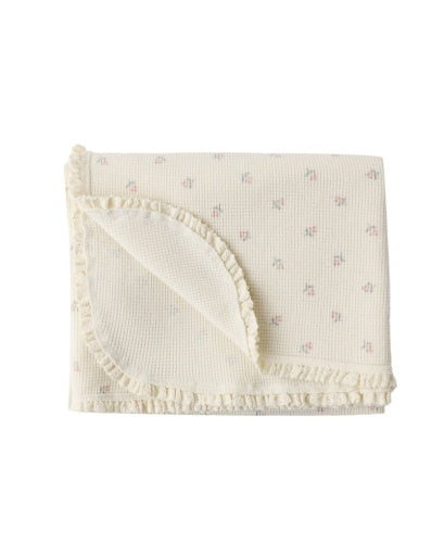 Quincy Mae Waffle Baby Blanket Mauve Ditsy in NATURAL