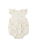 Amelia Romper Embroidered Daisies in NATURAL