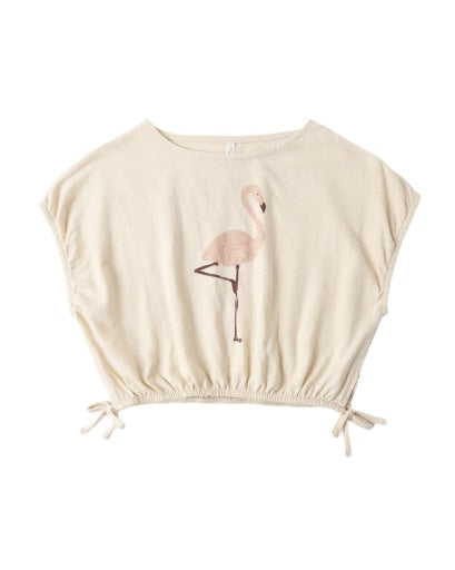 Rylee + Cru Cropped Cinch Tee Flamingo in SHELL