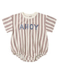 Rylee + Cru Relaxed Bubble Romper Ahoy in BROWN