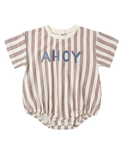 Rylee + Cru Relaxed Bubble Romper Ahoy in BROWN