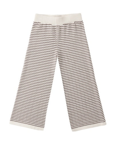 Rylee + Cru Knit Wide Leg Pant Chocolate Stripe in CHOCOLATE