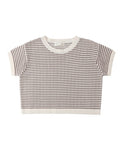 Rylee + Cru Boxy Crop Knit Tee Chocolate Stripe in CHOCOLATE