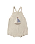 Rylee + Cru Fisher Romper Sailboat in PEBBLE