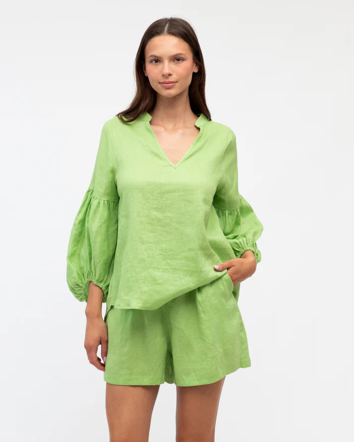White Closet - Linen Balloon Sleeve Blouse