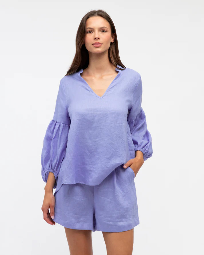 White Closet - Linen Balloon Sleeve Blouse
