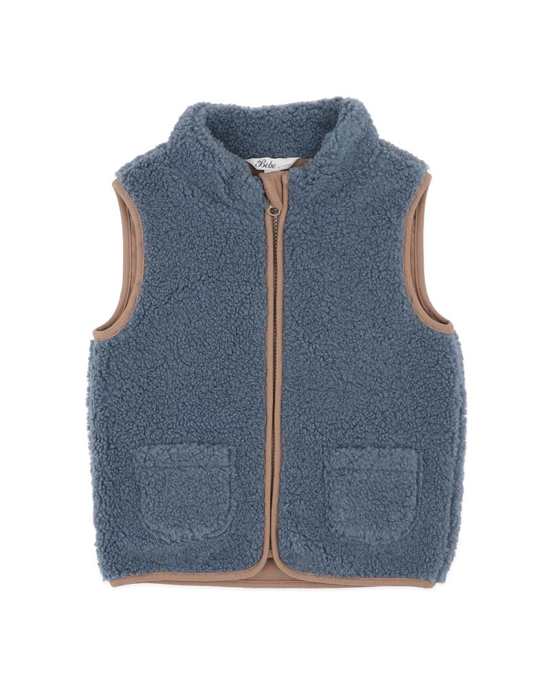 Bébé by Minihaha Blue Sherpa Vest 3-5 Yrs in BLUE