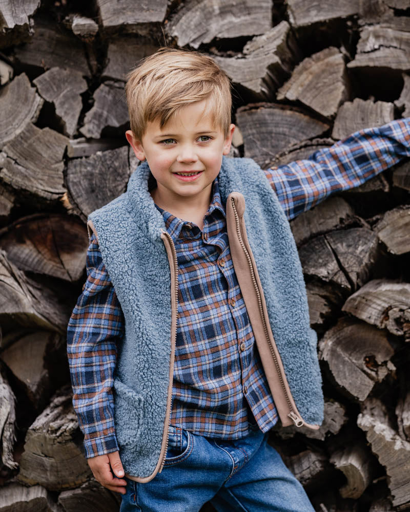 Bébé by Minihaha Blue Sherpa Vest 3-5 Yrs in BLUE