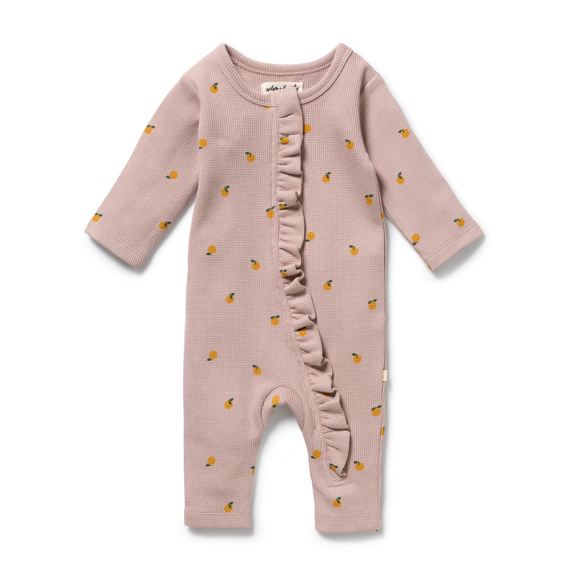 Wilson And Frenchy Mini Mando Organic Waffle Ruffle Zipsuit