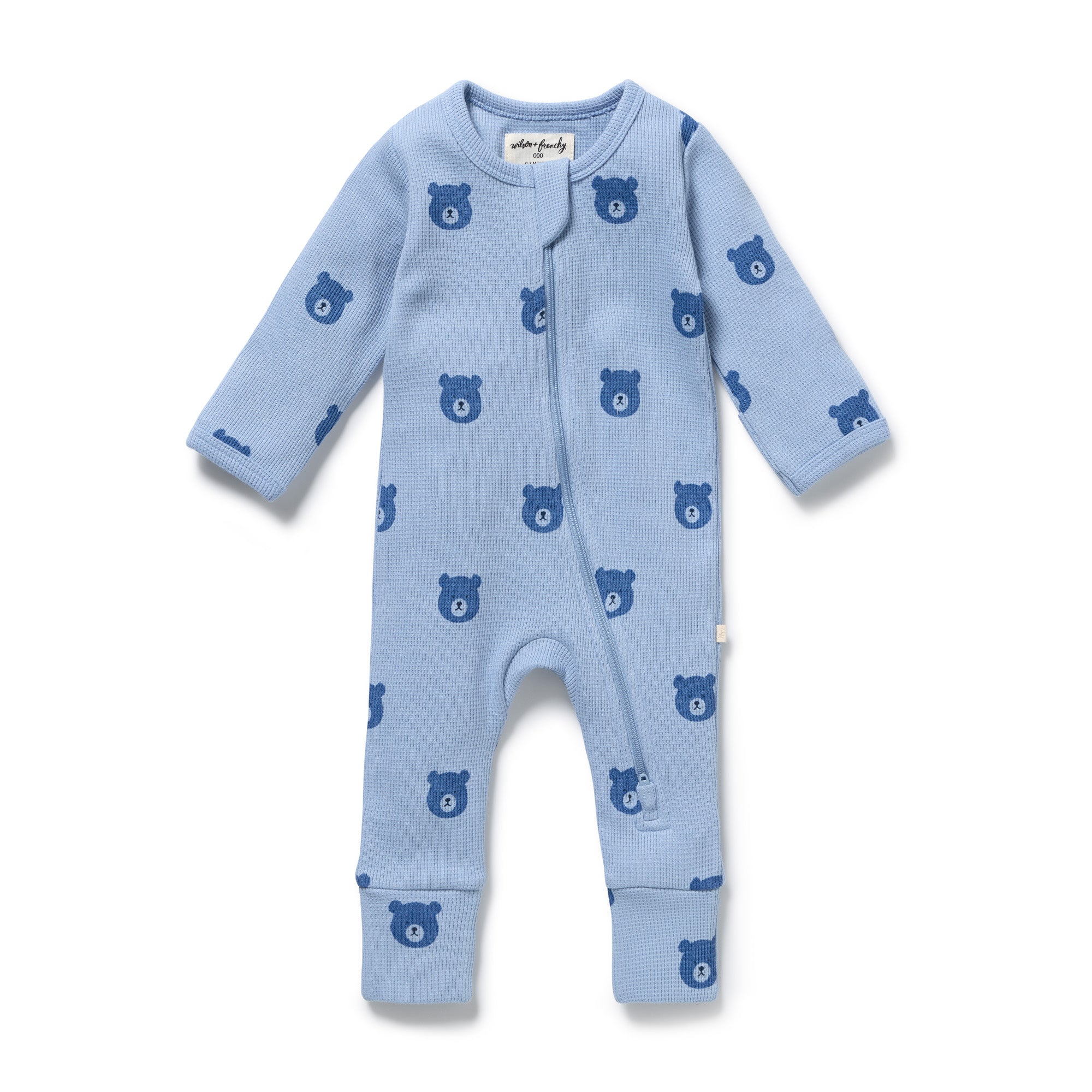 Wilson And Frenchy Bear Hugs Organic Waffle Zipsuit