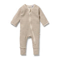 Wilson And Frenchy Nutmeg Stripe Organic Waffle Zipsuit