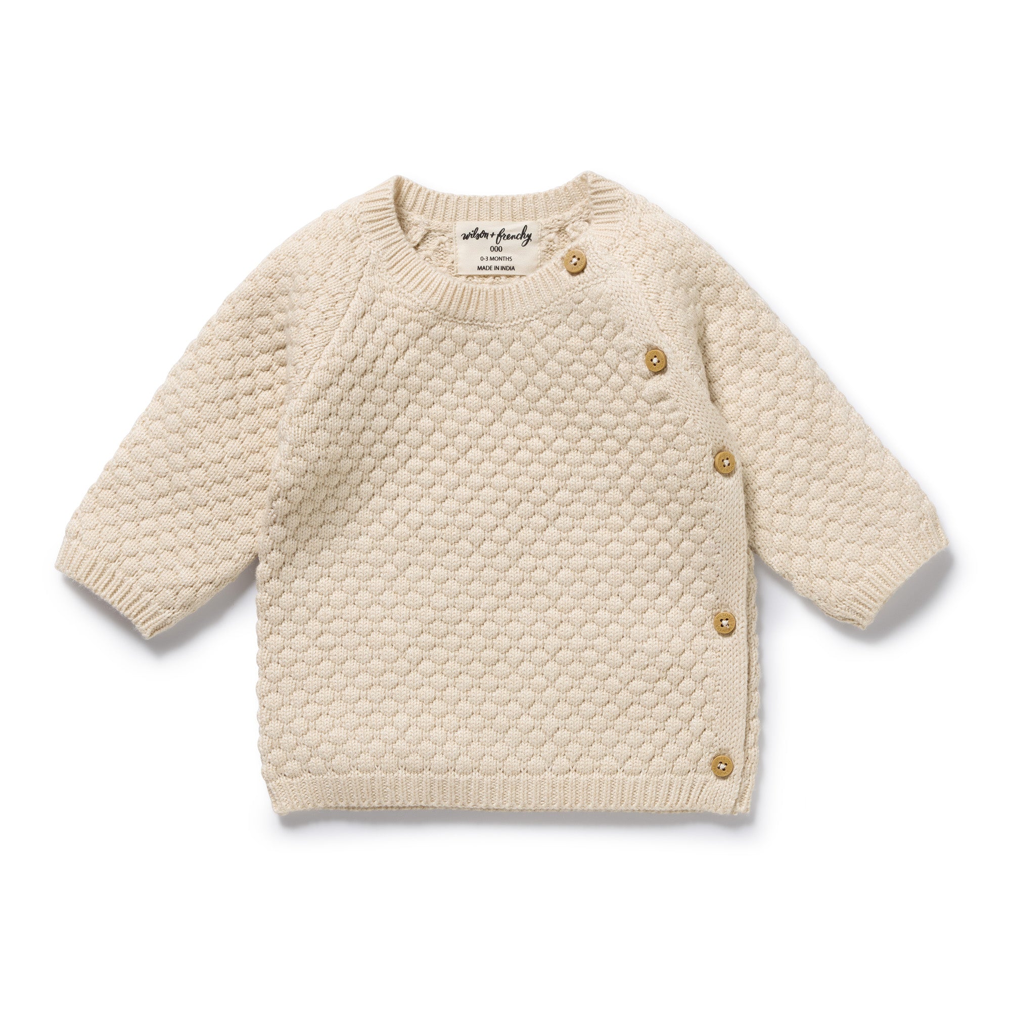 Wilson And Frenchy Cream Organic Knitted Bubble Kimono Cardigan