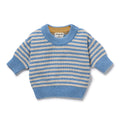 Wilson And Frenchy Frosted Blue Organic Knitted Stripe Jumper