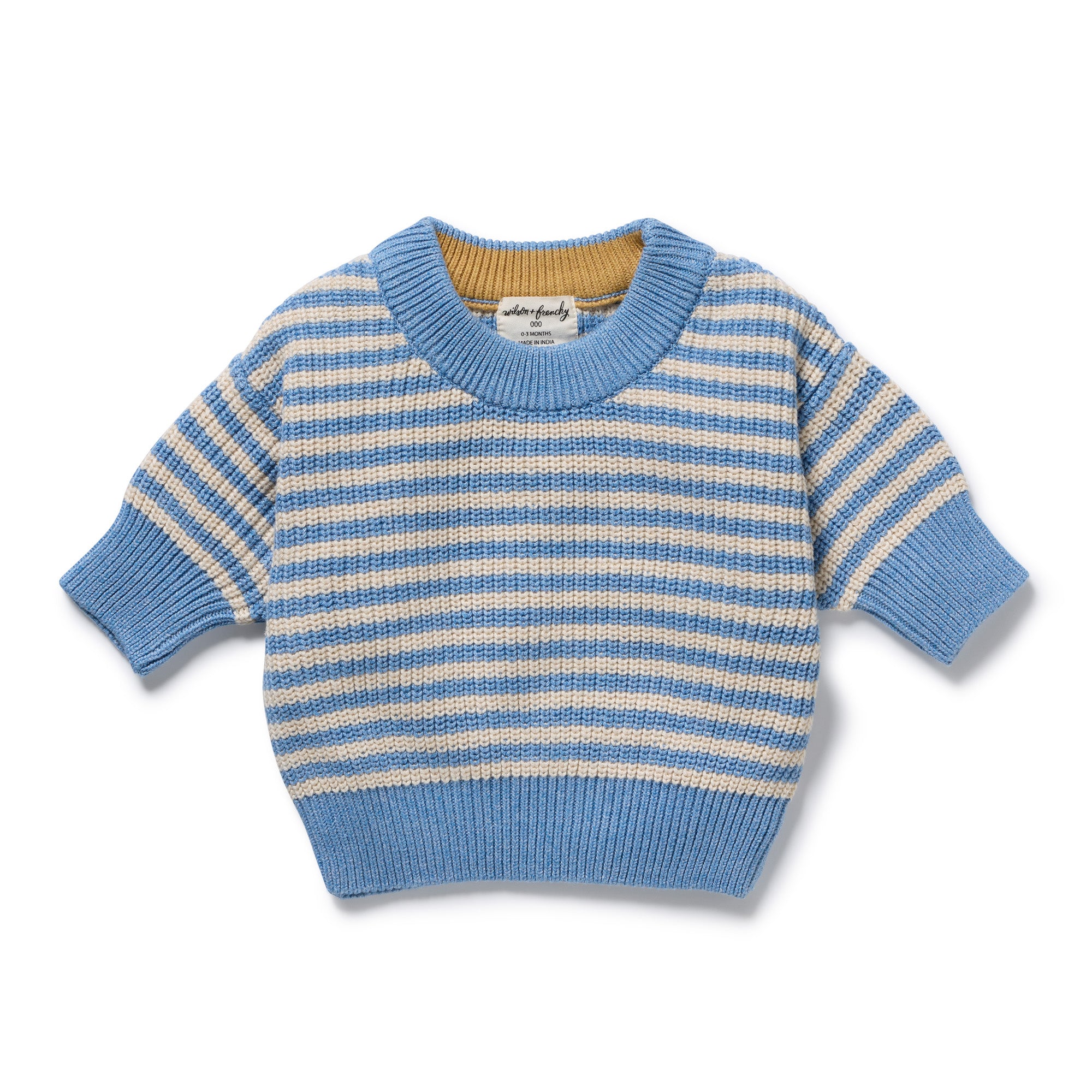 Wilson And Frenchy Frosted Blue Organic Knitted Stripe Jumper