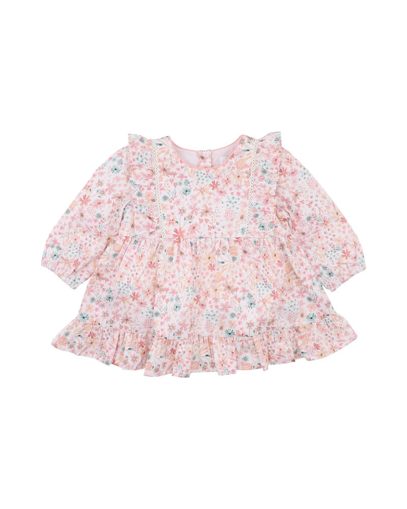 Bébé by Minihaha Fern Floral Organic Overlay Dress in MULTI