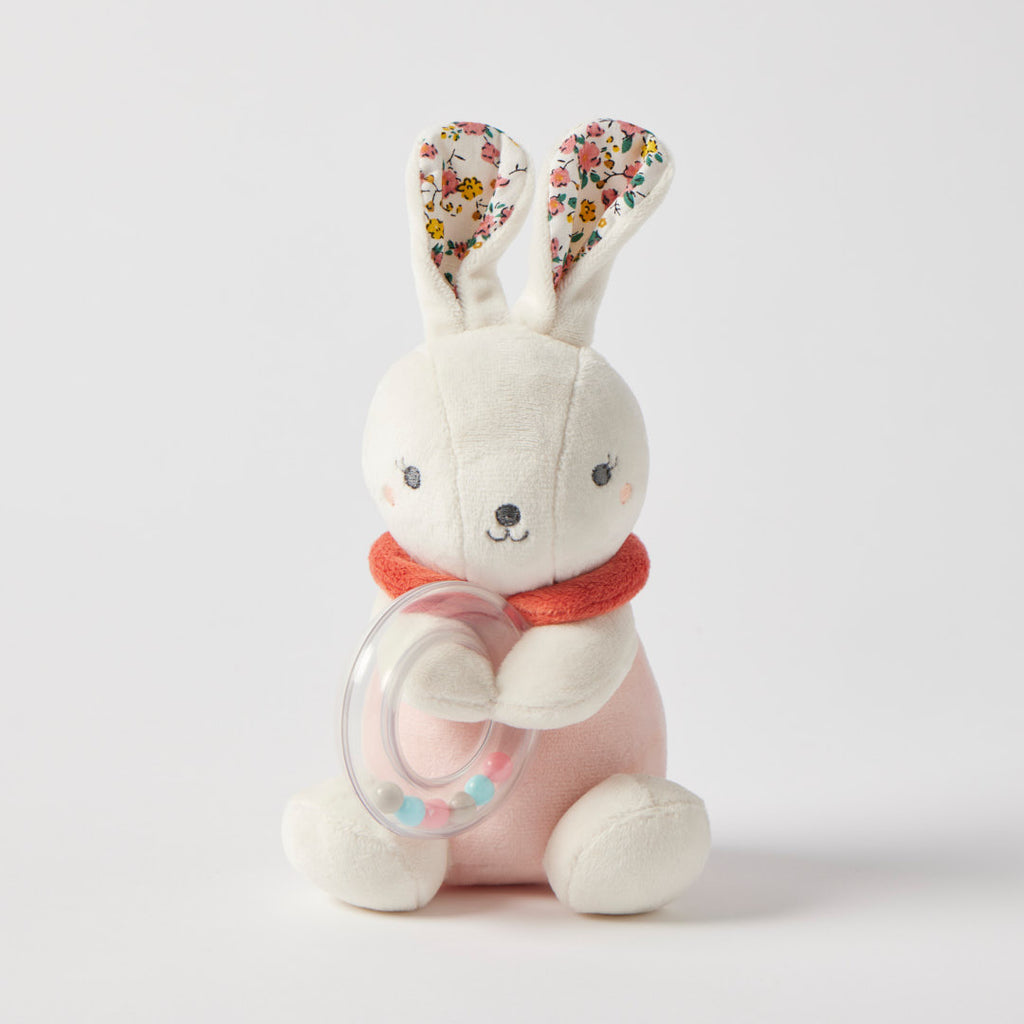 Jiggle & Giggle Hugglies Bunny With Rattle in Pink/Cream
