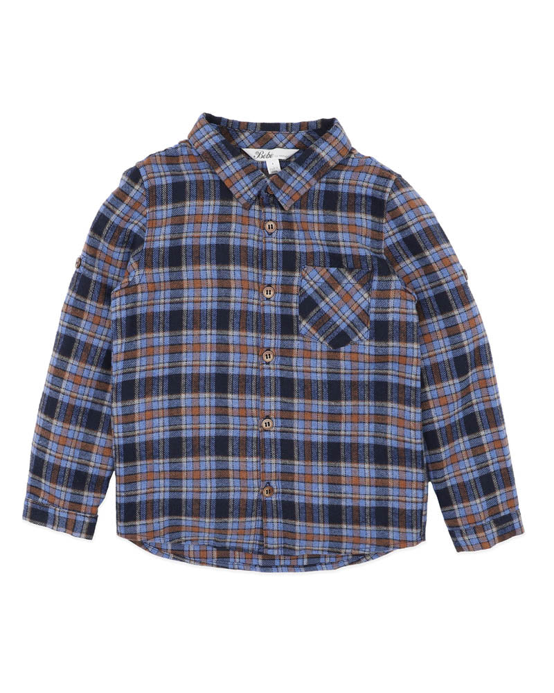 Bébé by Minihaha Hunter Check Ls Shirt 3-5 Yrs in BLUE