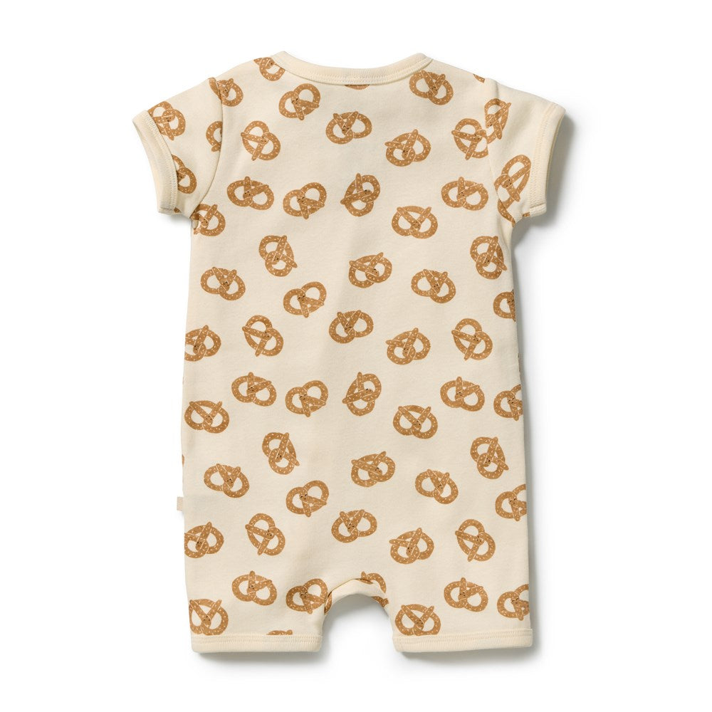 Wilson and Frenchy Pretzel Hugs Organic Rib Boyleg Zipsuit in Pretzel Hugs