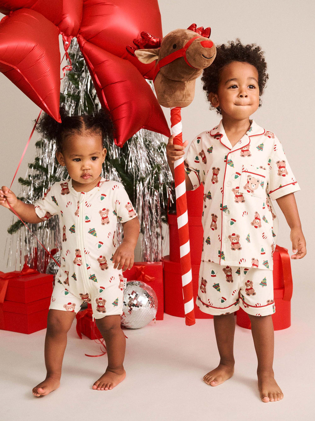 HUXBABY FESTIVE HUX ZIP ROMPER in EGGNOG