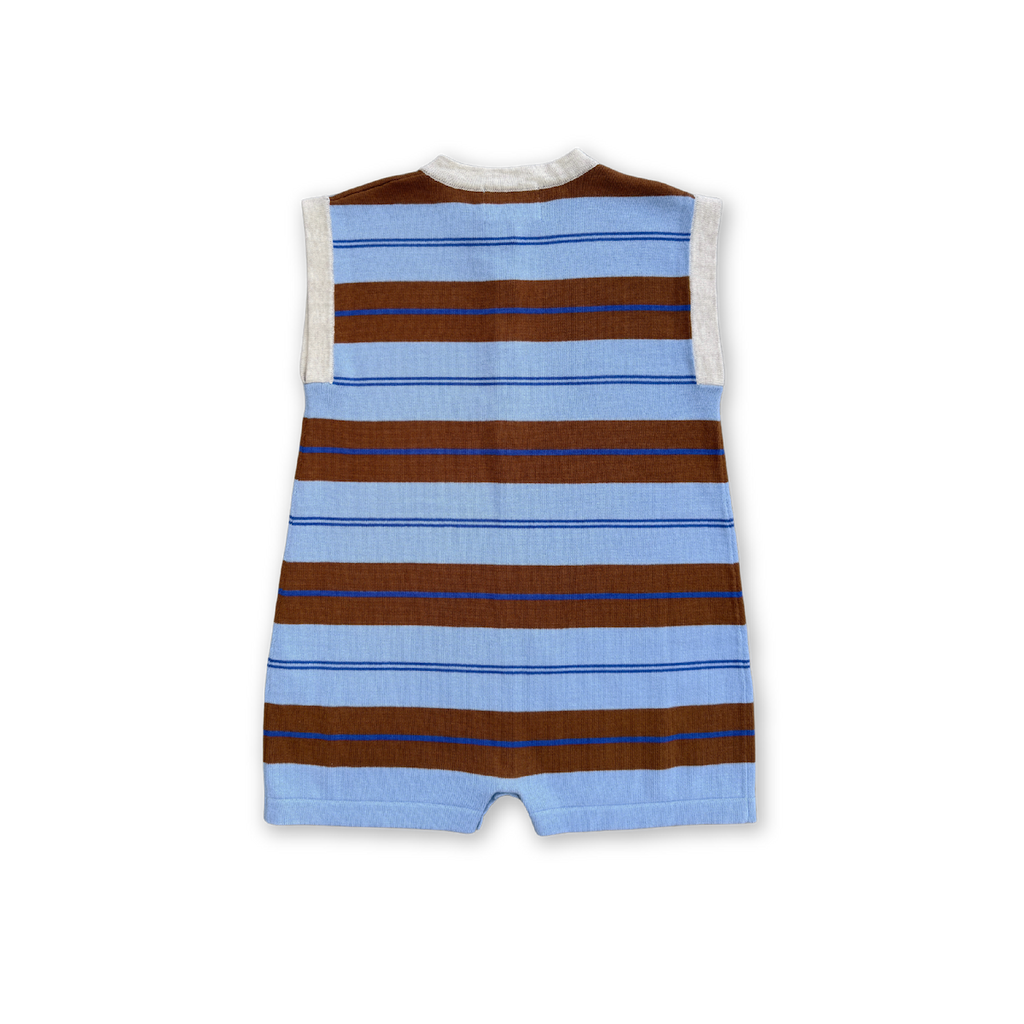 Grown Organic Knitted Club Stripe Button-Up Romper - Bubble in Single