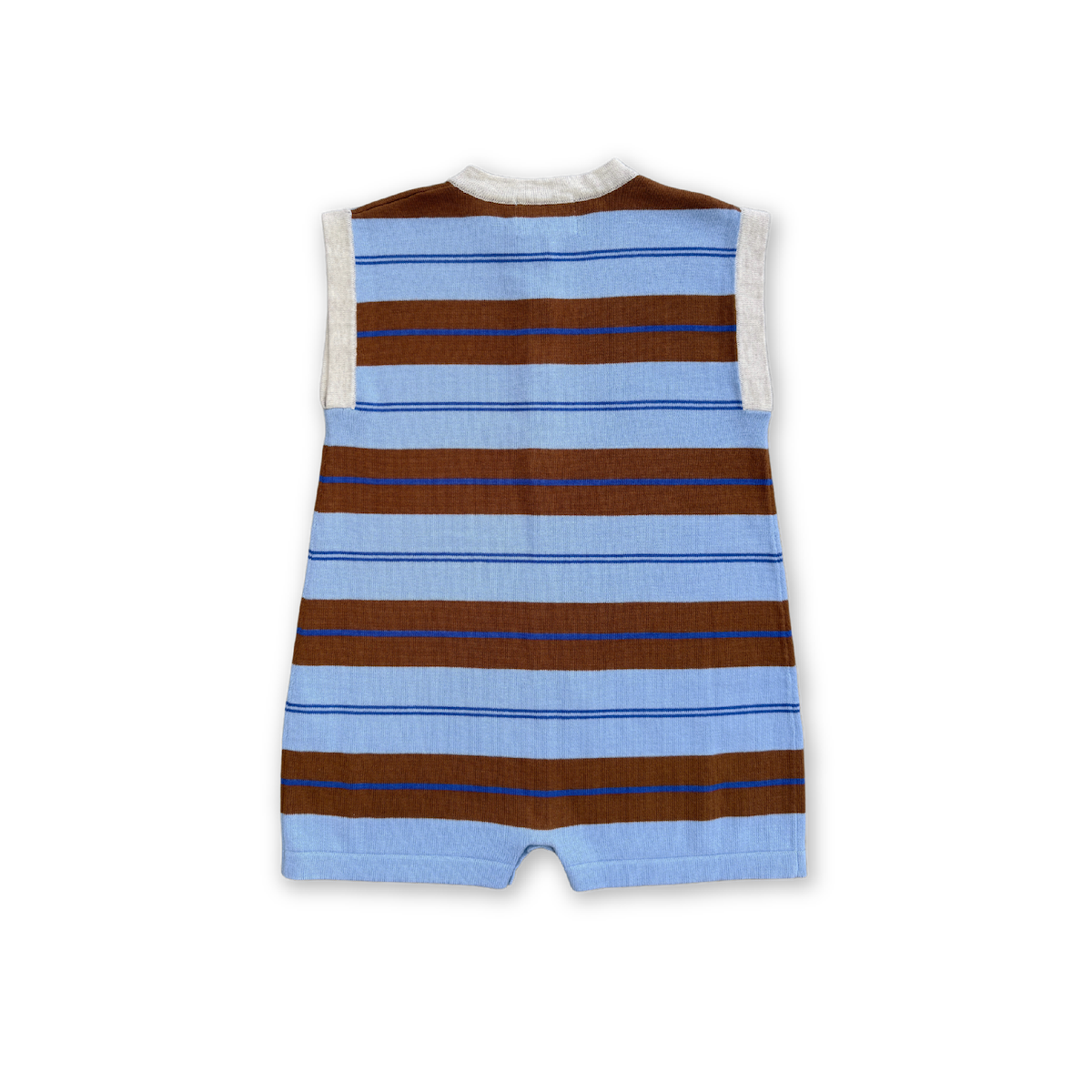 Grown Organic Knitted Club Stripe Button-Up Romper - Bubble in Single