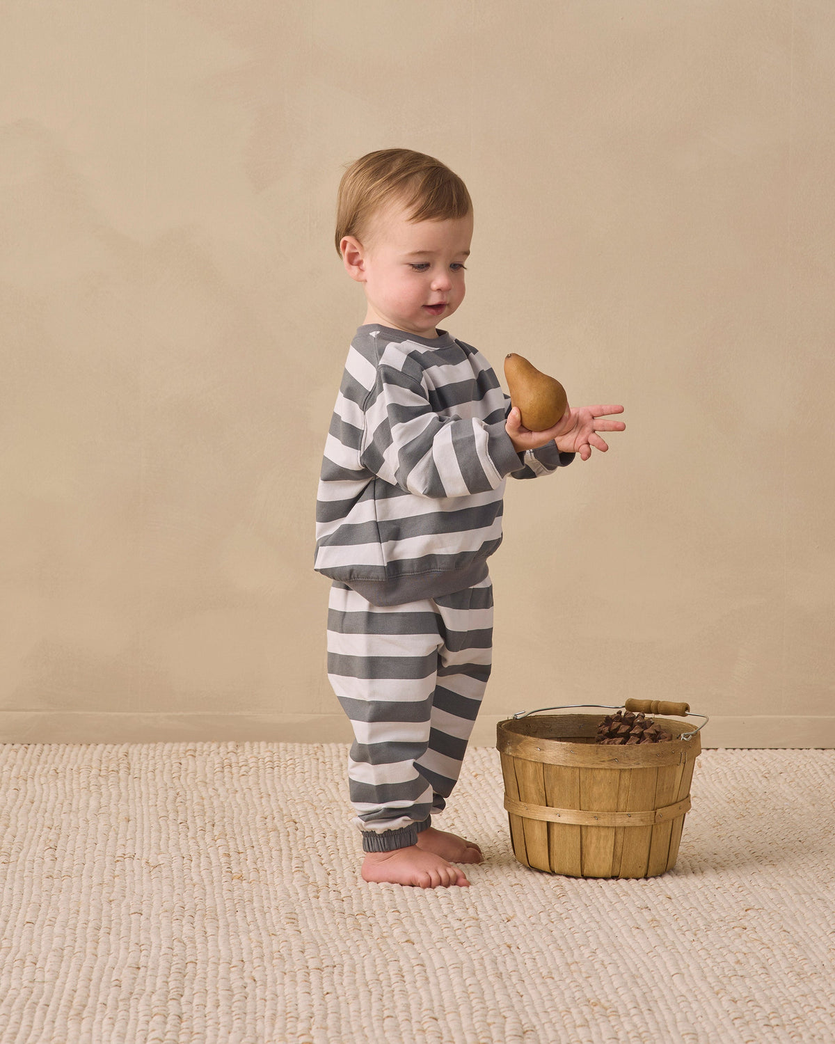 Quincy Mae Oversized Sweatpants Midnight Stripe in MIDNIGHT