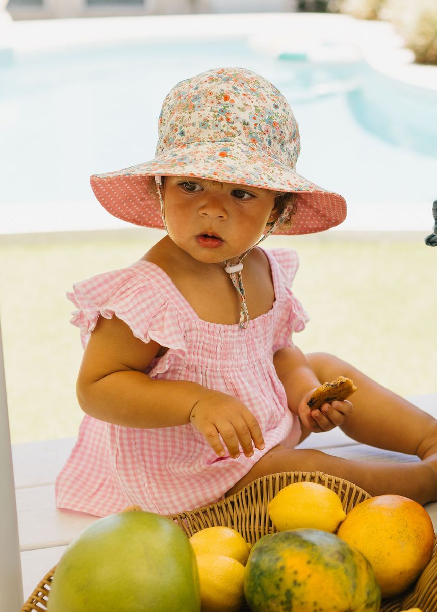 Acorn Kids Celeste Wide Brim Sunhat in Cream, Pink and Blue