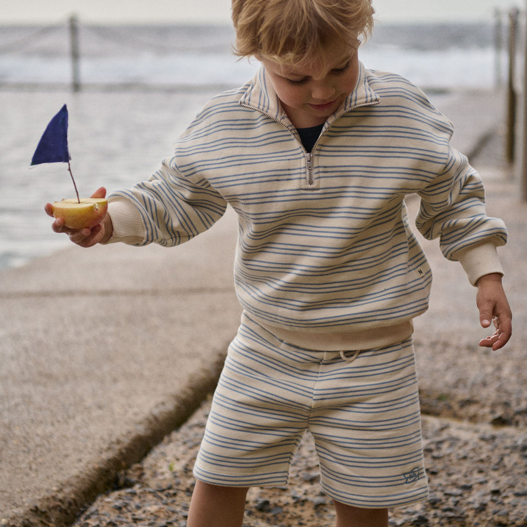 Nature Baby Jimmy Shorts Sweatshirt in Stripe Trio