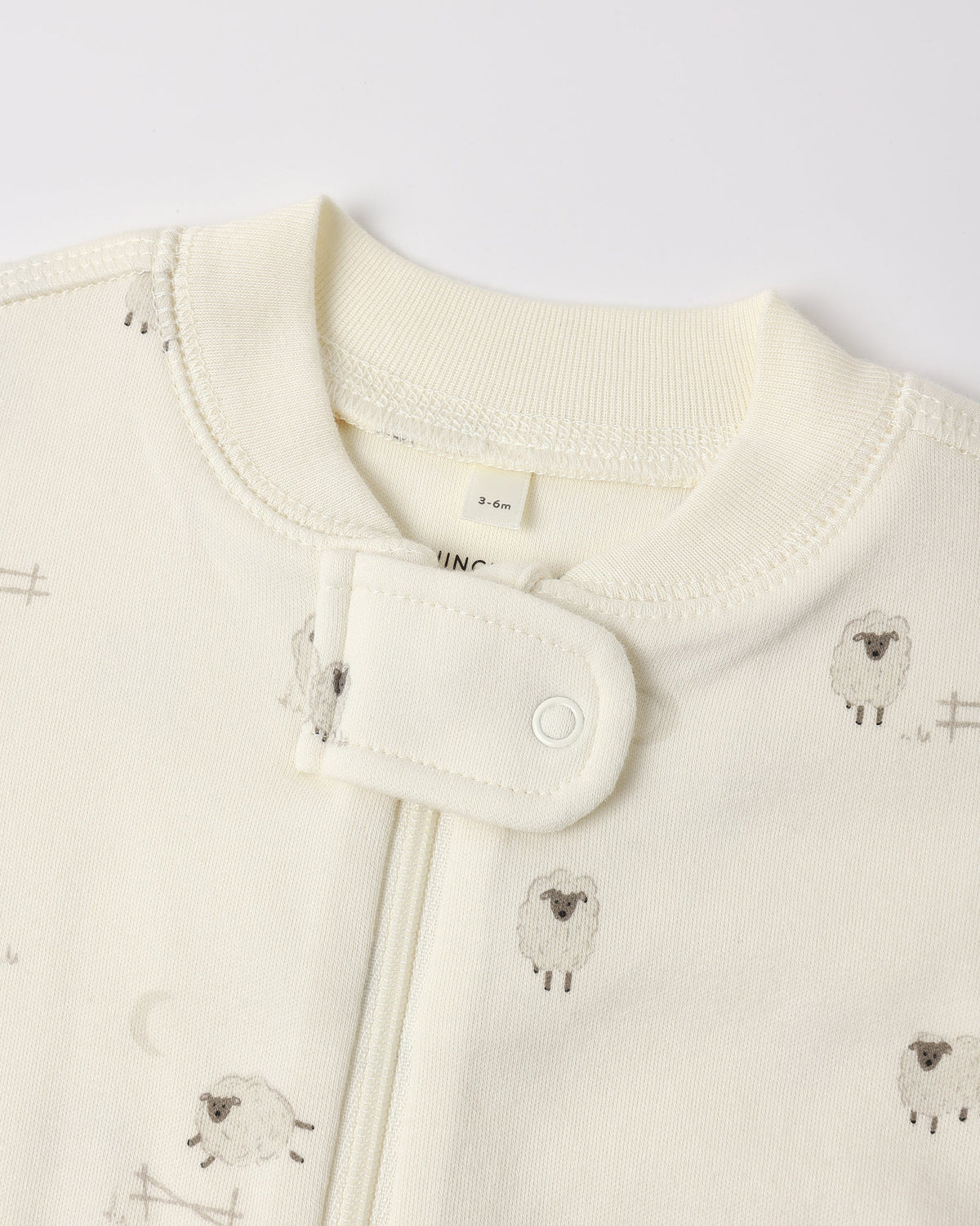 Quincy Mae Zip Long Sleeve Sleeper Footie Sheep in IVORY