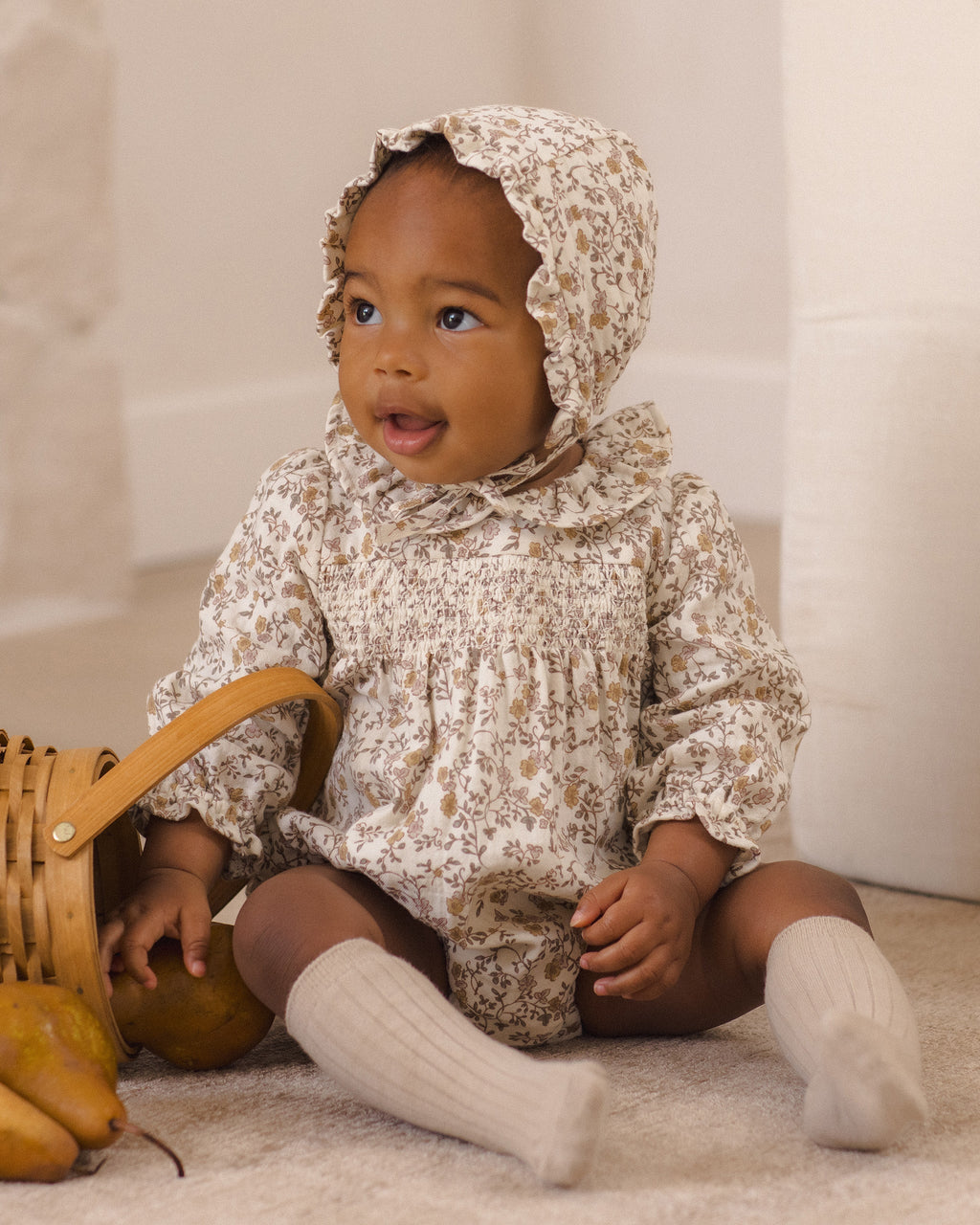 Quincy Mae Callie Romper Posy in IVORY