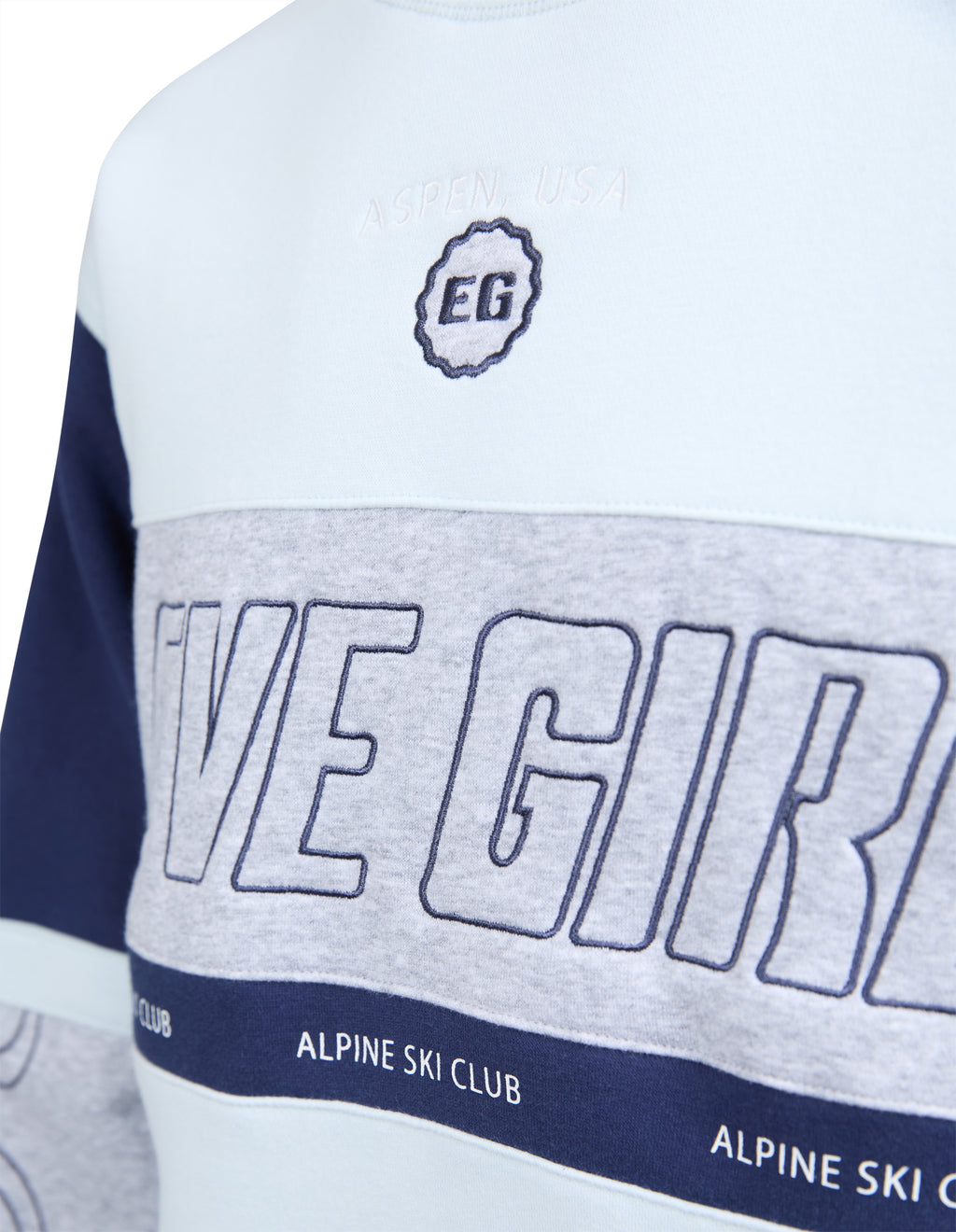Eve Girl Alpine Panelled Crew (Size 8-16) in LIGHT BLUE