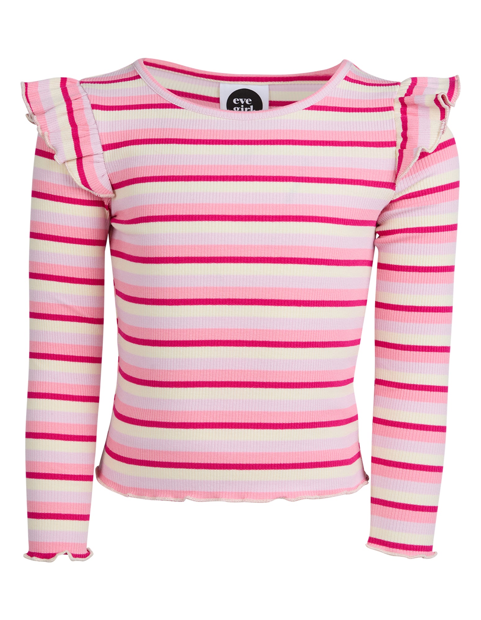 Eve Girl Annie Frill Lslv Rib (Size 3-7) in PINK