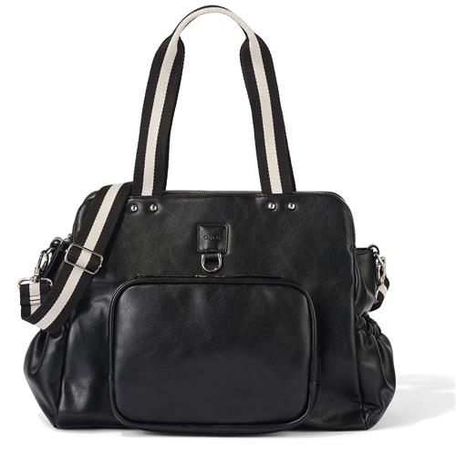 OIOI - Faux Leather Tote Triple Compartment Nappy Bag - Black