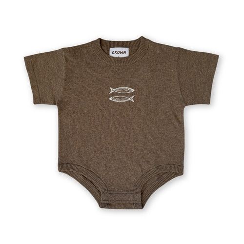 Grown - Organic Sardine Oversized Romper - Mud (HOL25)