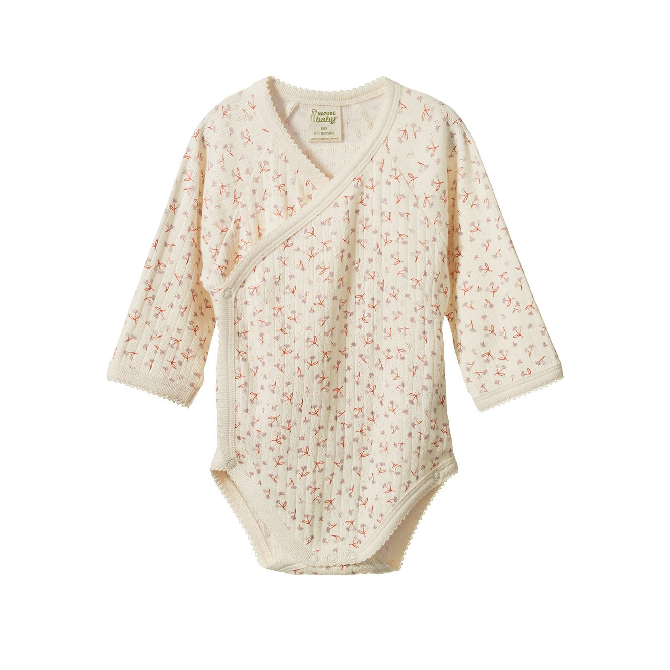 Nature Baby L/S KIMONO BODYSUIT POINTELLE in Dandelion Print