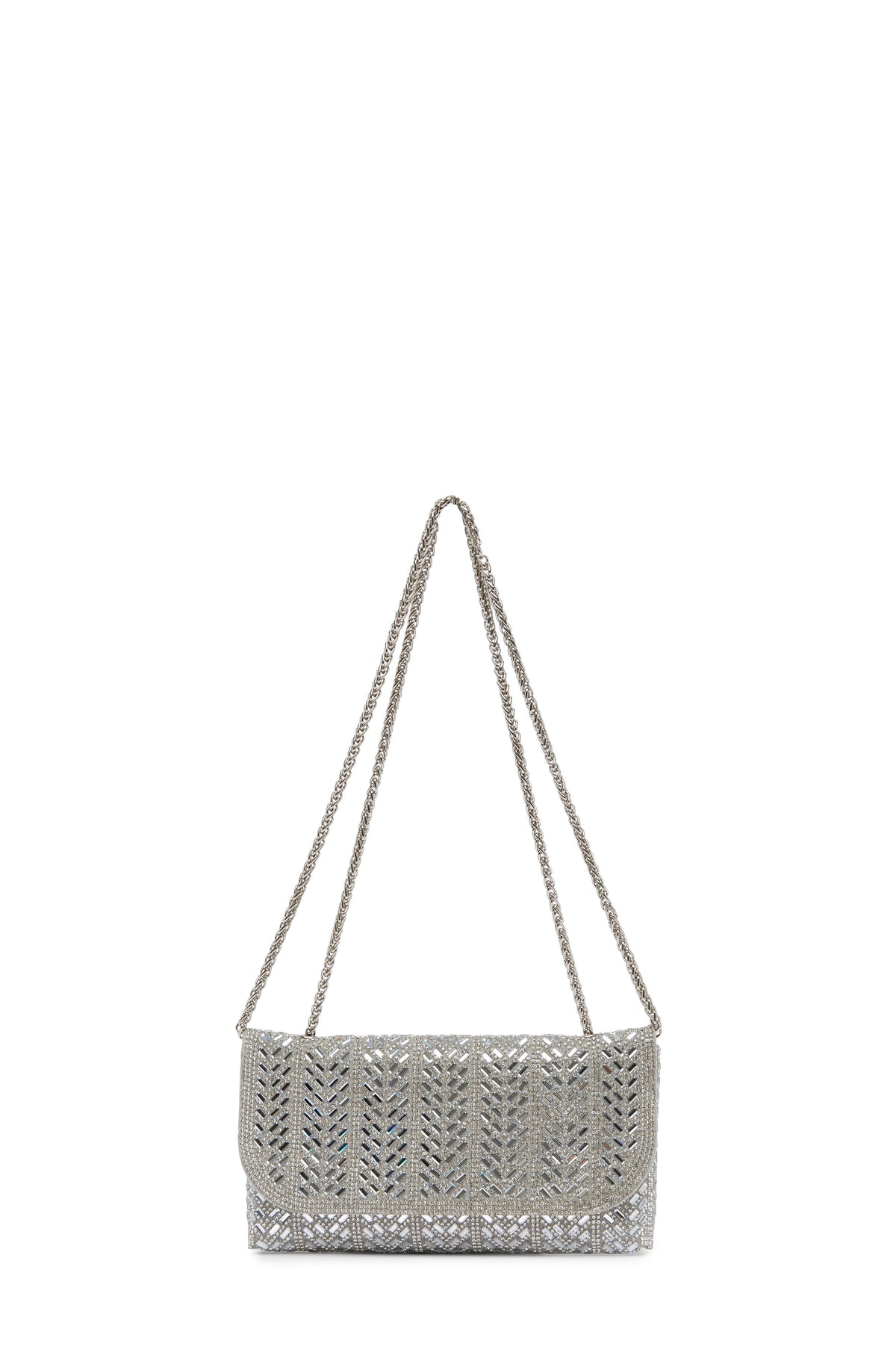 Carolina Mimi Sequinned Clutch Bag Silver in Default Title