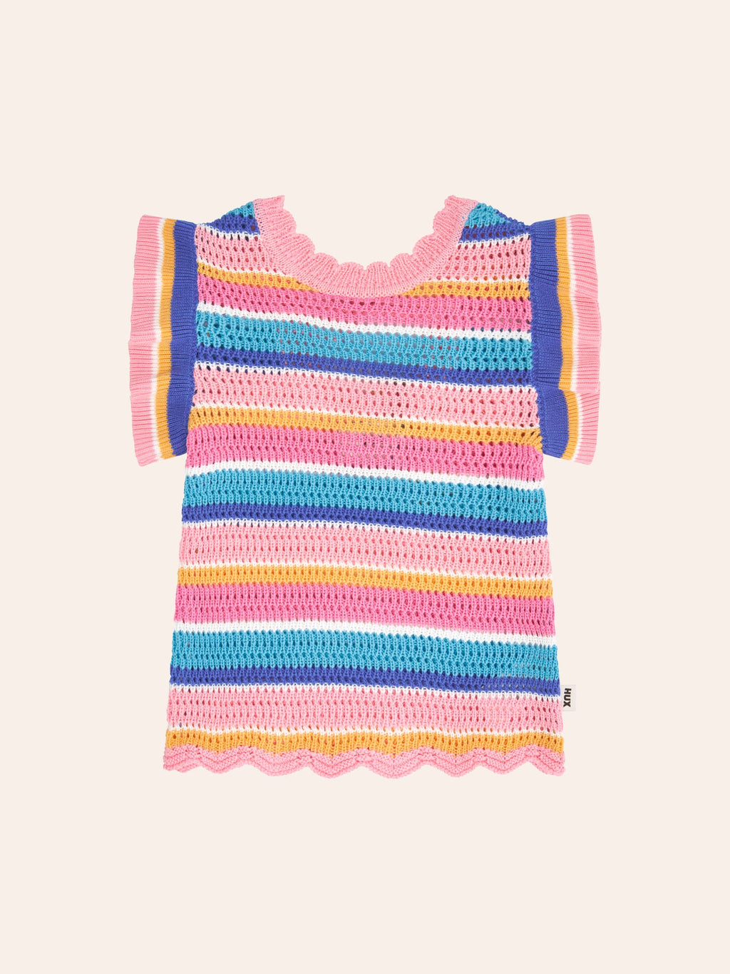 HUXBABY Beach Club Stripe Crochet Tie Dress in Single
