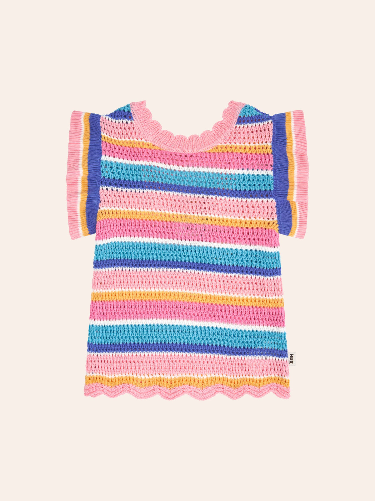HUXBABY Beach Club Stripe Crochet Tie Dress in Single