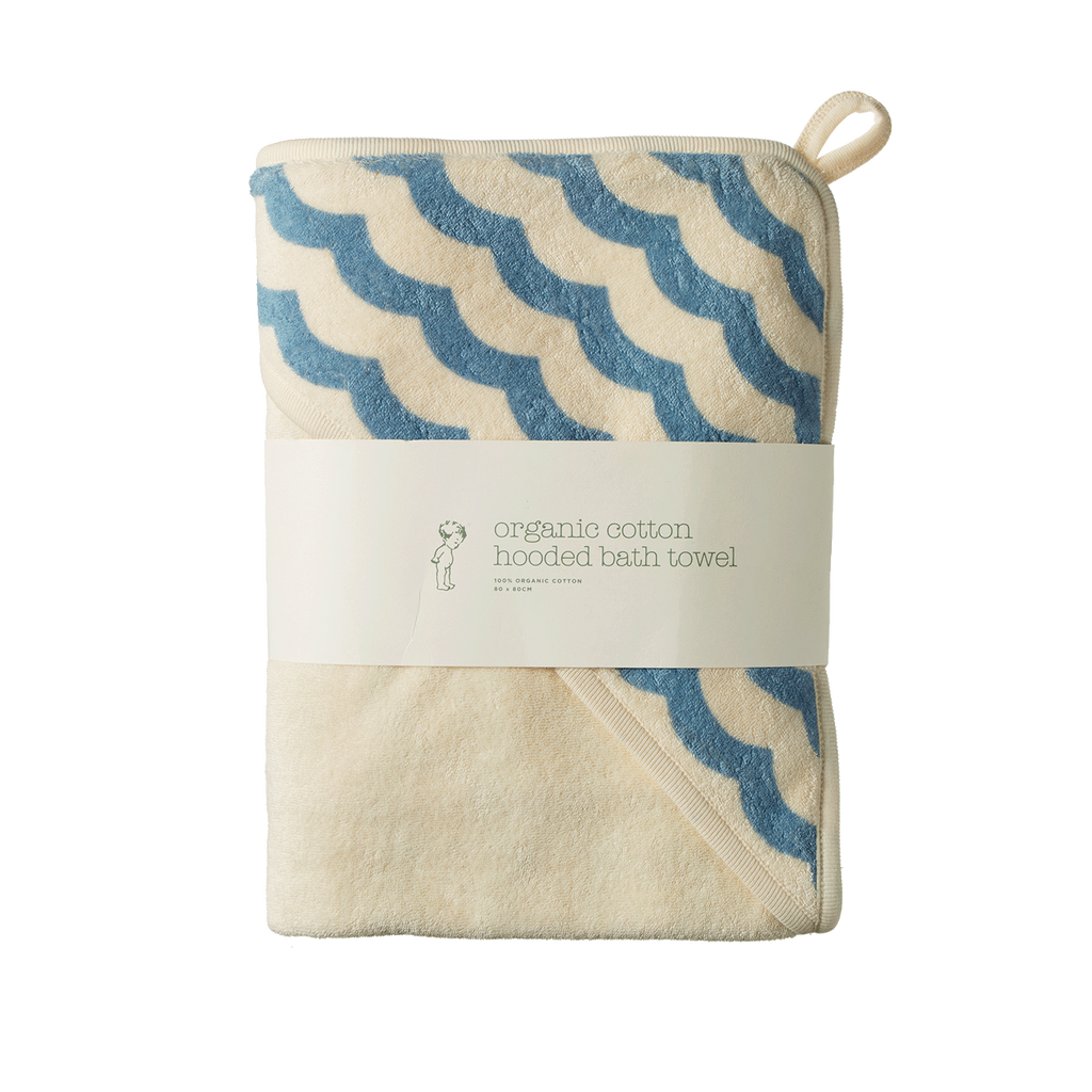 Nature Baby ORG COTTON HOODED TOWEL in Waves Print