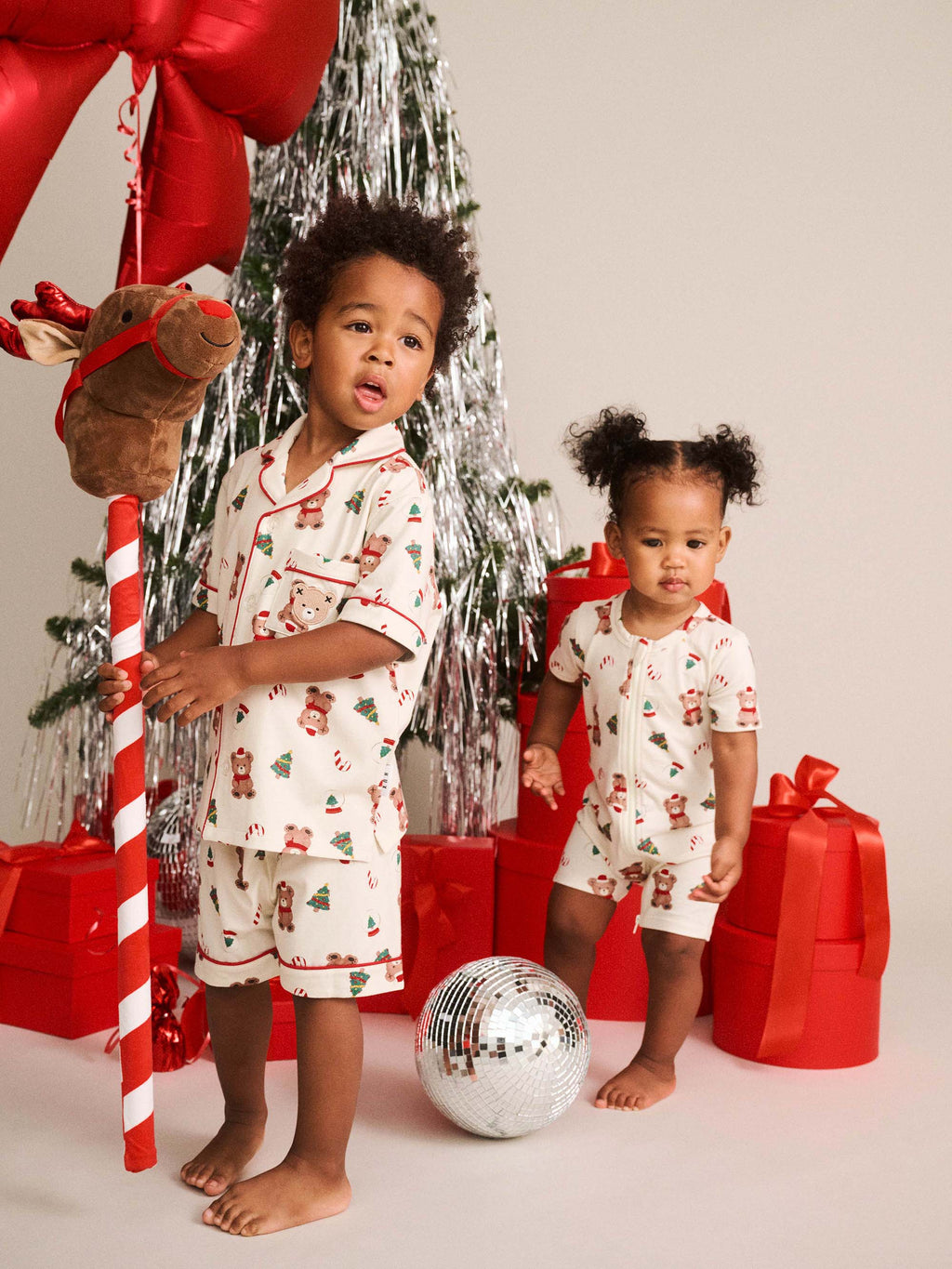 HUXBABY FESTIVE HUX ZIP ROMPER in EGGNOG