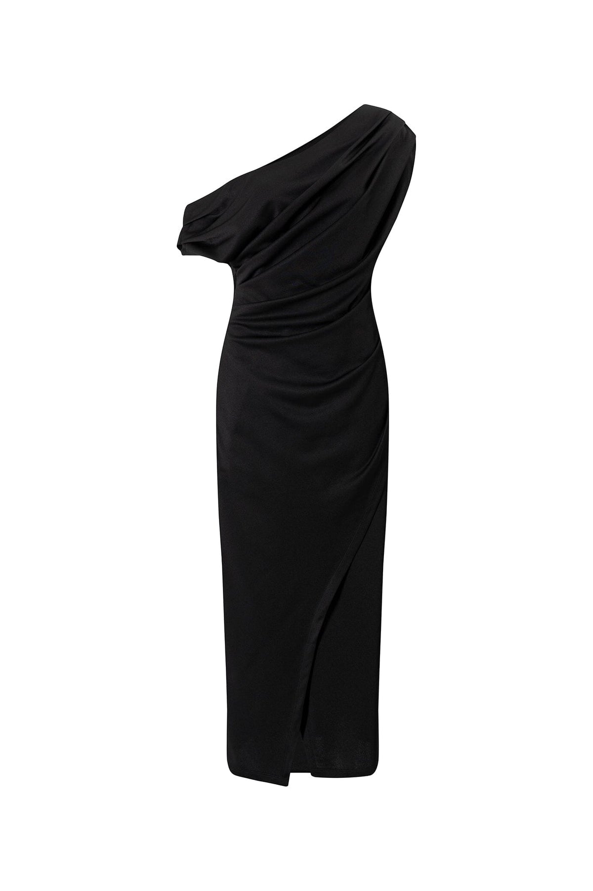 Carolina Roslyn Off Shoulder Midi Dress Black in Single