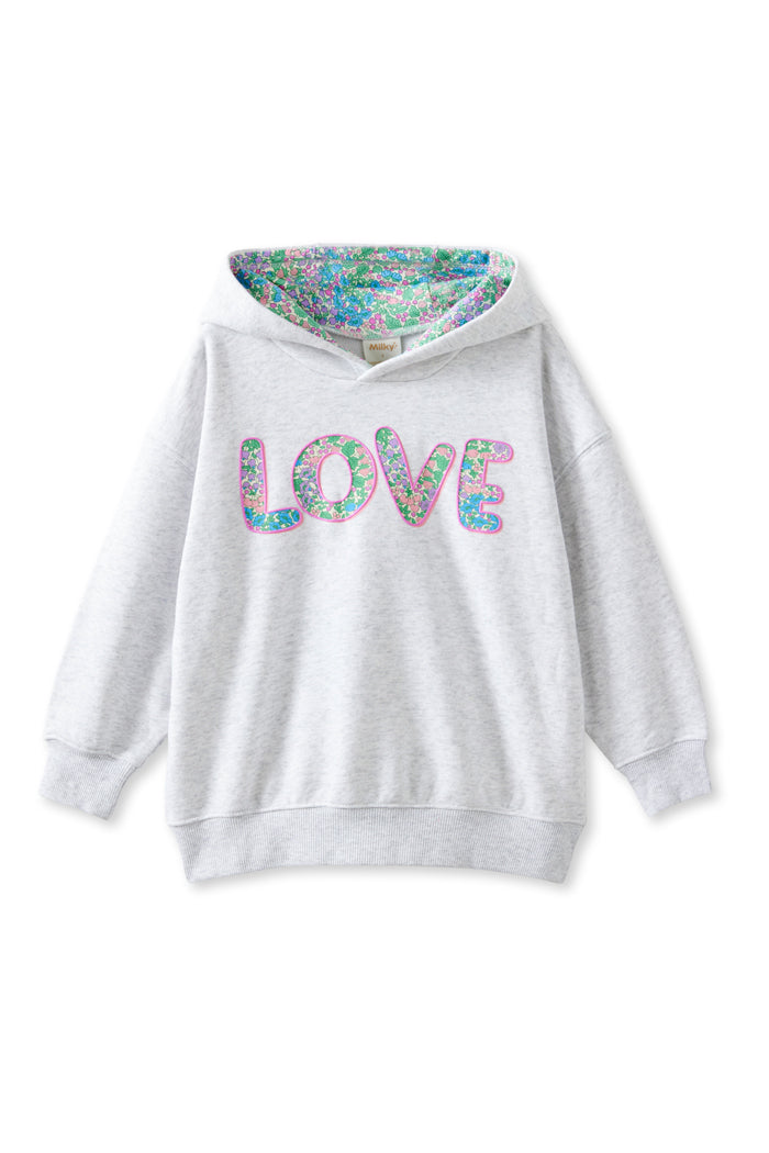 Milky Clothing Big Love Hoodie in Silver Marle / Floral