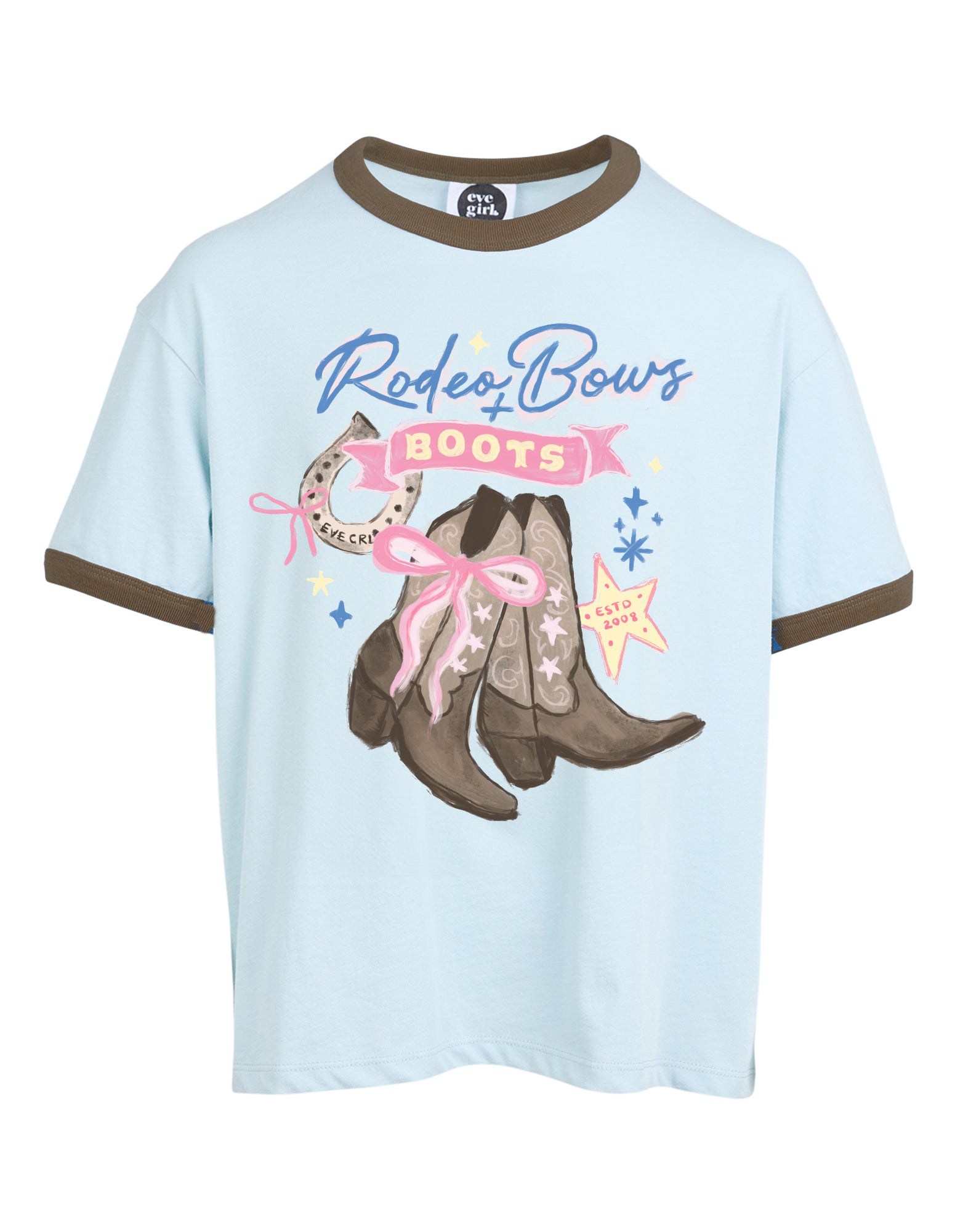 Eve Girl Boots Ringer Tee (Size 8-16) in LIGHT BLUE