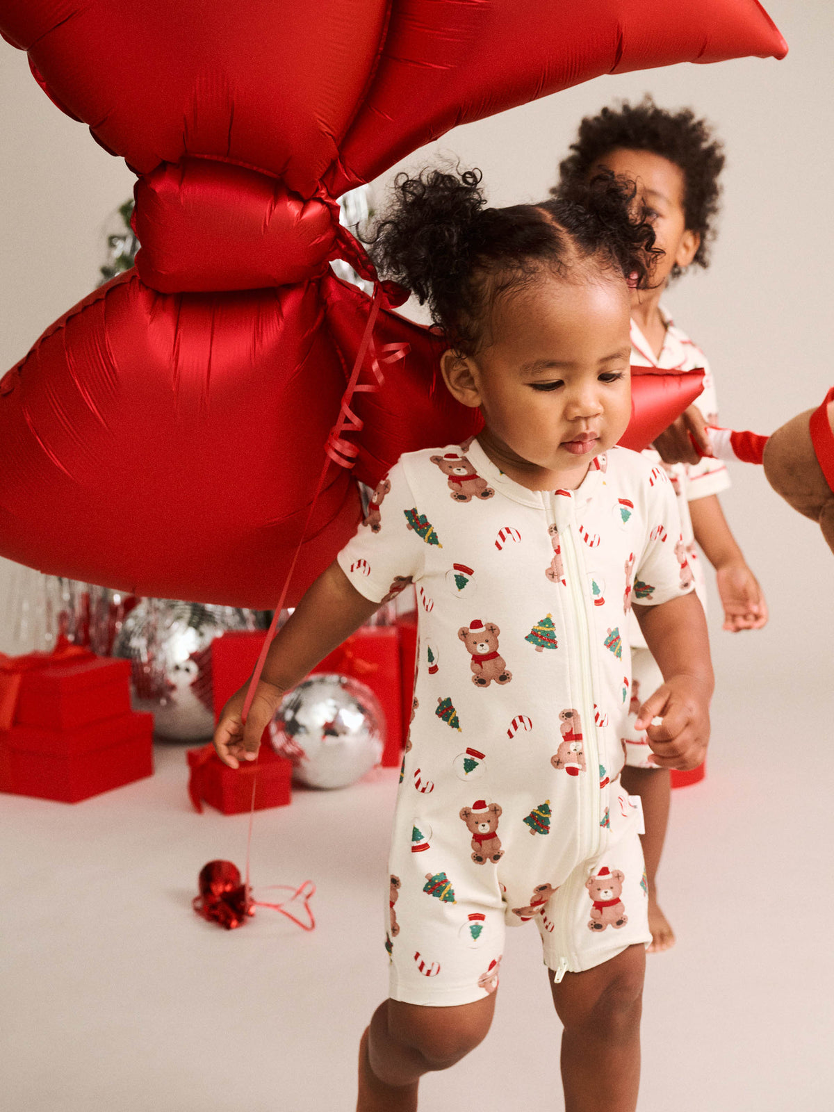 HUXBABY FESTIVE HUX ZIP ROMPER in EGGNOG
