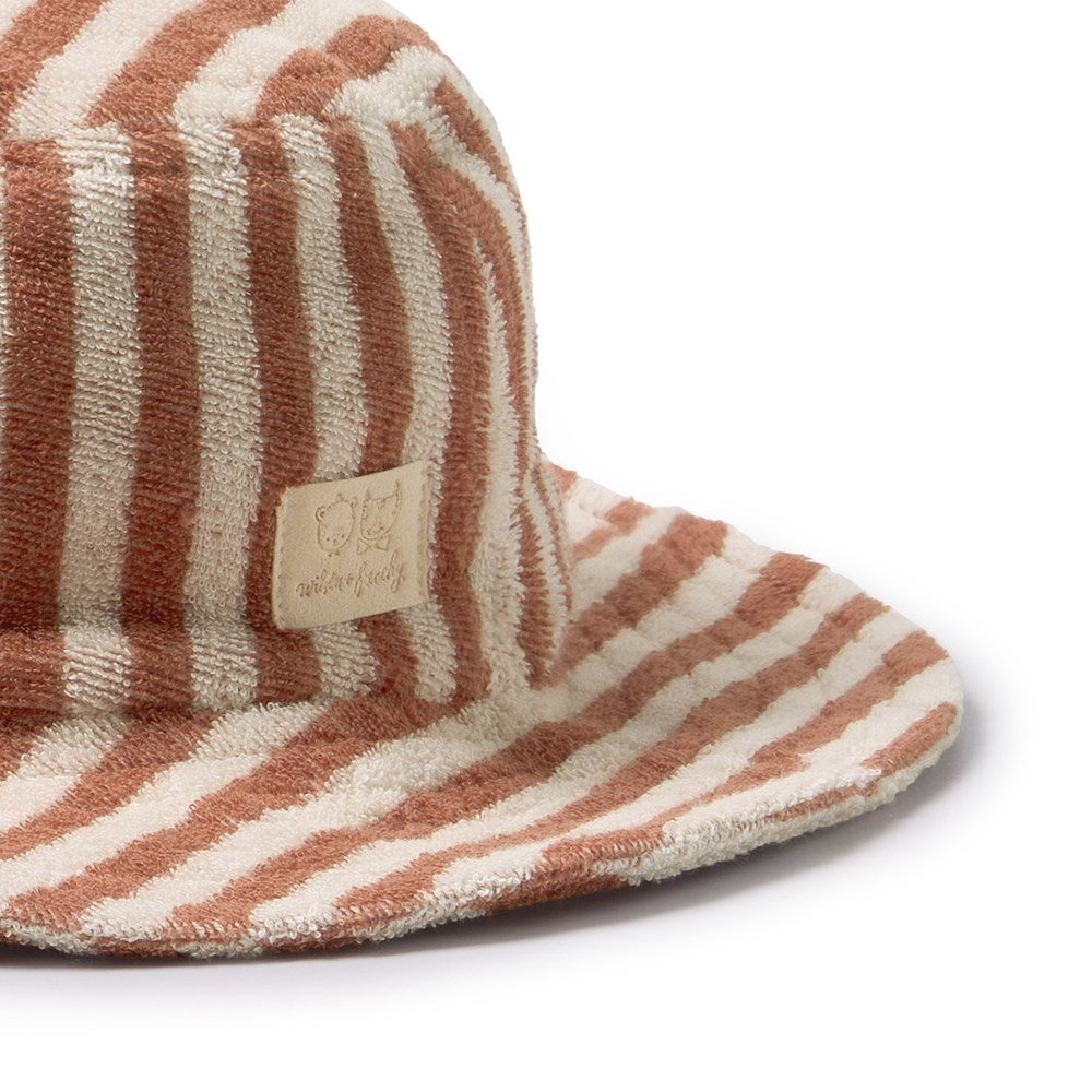 Wilson and Frenchy Cherry Cola Stripe Organic Terry Sun Hat in Cherry Cola Stripe