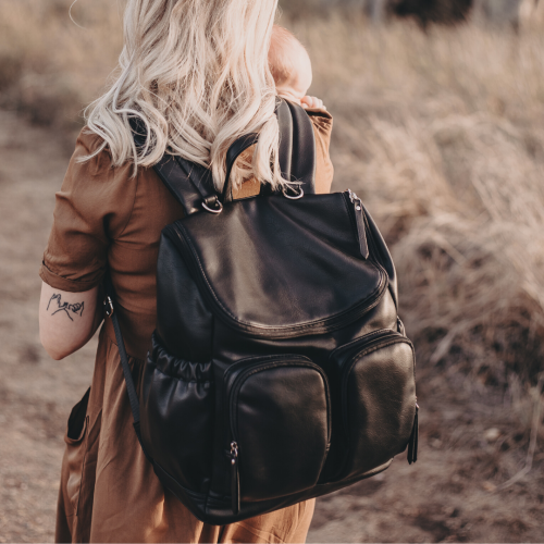 OIOI - FAUX LEATHER NAPPY BACKPACK BLACK